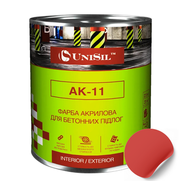 Купити Фарба акрилова АК-11 для бетонних підлог, ТМ"Unisil", Чистий червоний RAL 3028, 0,75л