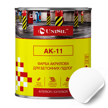 Купити Фарба акрилова АК-11 для бетонних підлог, ТМ"Unisil", біла, 0,75 л